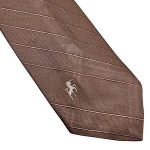 BRONZINI Chocolate Brown Striped Silk Blend Necktie Unicorn Old Money Capsule‎